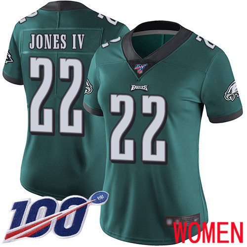 Women Philadelphia Eagles #22 Sidney Jones Midnight Green Team Color Vapor Untouchable NFL Jersey Limited 100th->women nfl jersey->Women Jersey